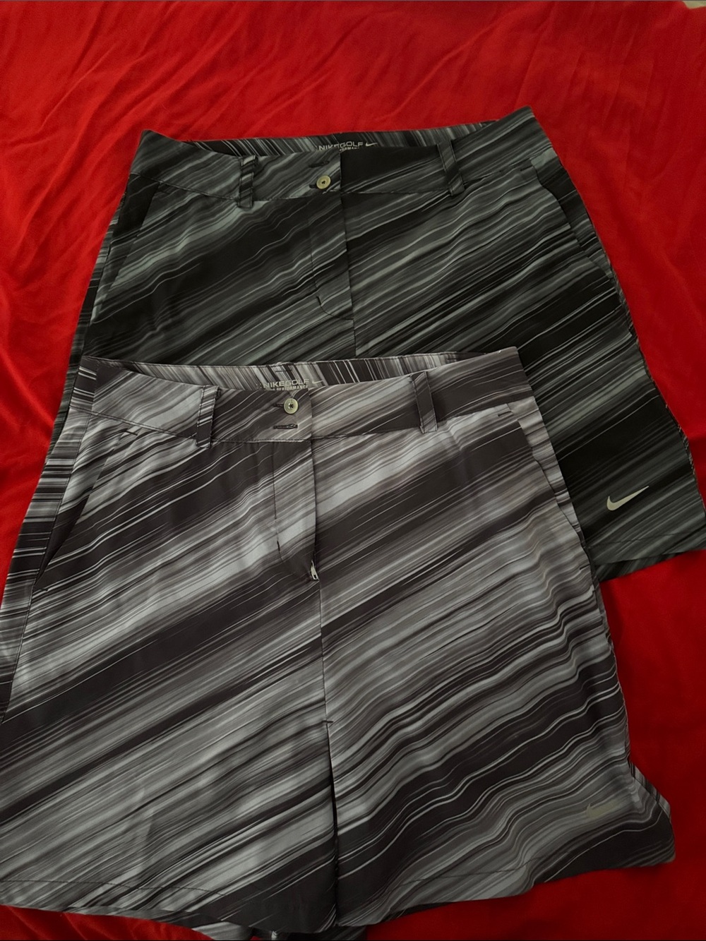 Nike Gray & Charcoal Striped Golf Skorts - Twin Set